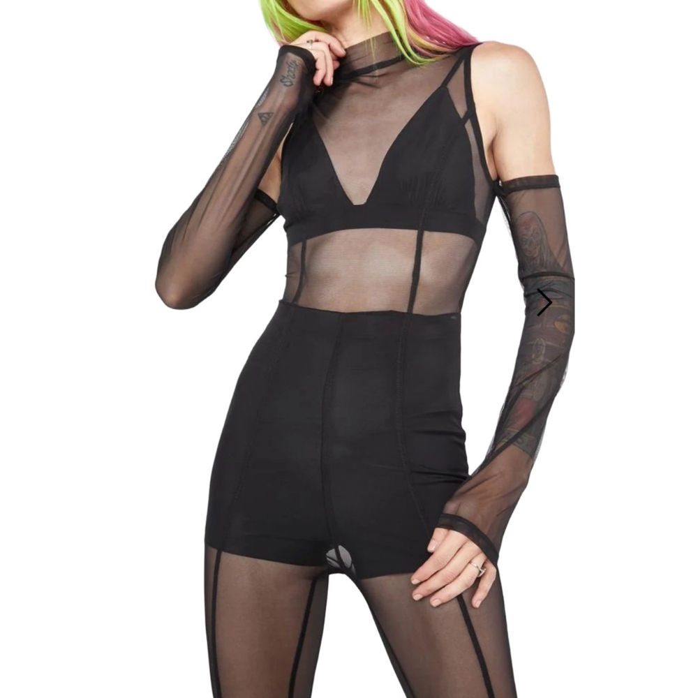 No Vacancy 3 PC Mesh Jumpsuit Set